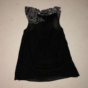 Black Embroidered Peacock Top
